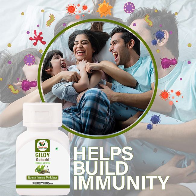 Giloy – Immune Booster Guduchi Supports Immune Health & Well-Being | 60 Vegetarian Capsules 500mg Each