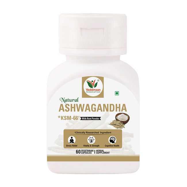 Vaddmaan Natural Ashwagandha KSM-66® (Clinically Proven) with Root Extract 500mg