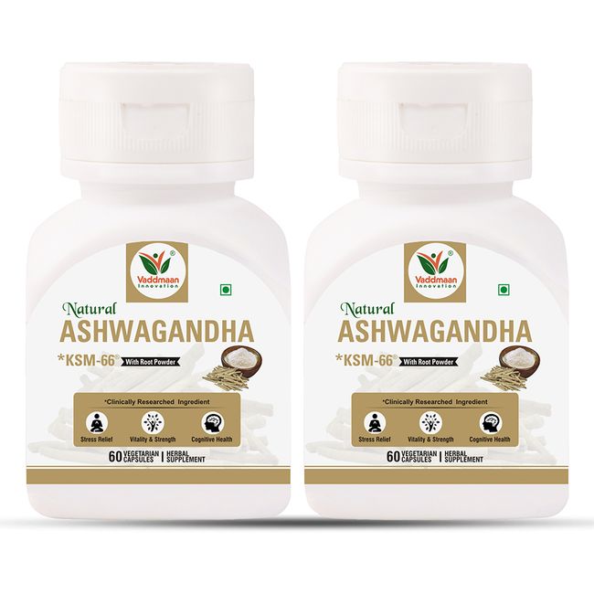 Vaddmaan Natural Ashwagandha KSM-66® (Clinically Proven) with Root Extract 500mg