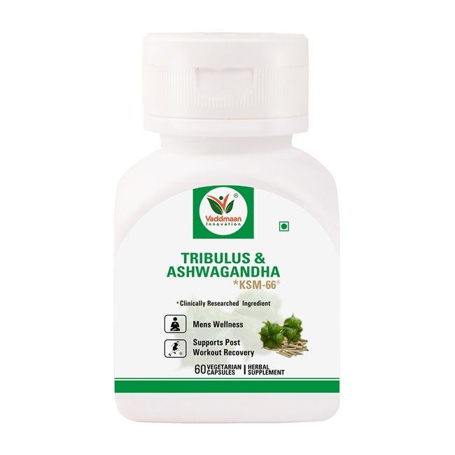 Tribulus (Gokshura) with KSM-66 Ashwagandha for Men, Testosterone Booster and Male Vitality Supplement
