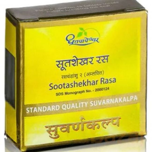 Sootashekhar Rasa Standard Quality Suvarnakalpa Tablet - Dhootapapeshwar - 30 TAB